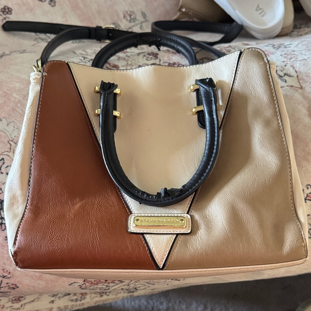 Steve Madden Brown and Cream Satchel